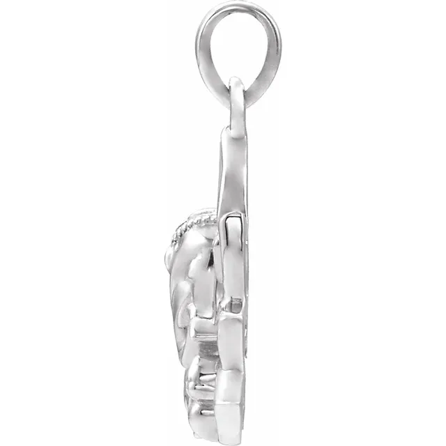 14K White 19.3x15.7 mm Ganesha Pendant-