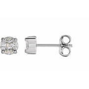 14K White 1/3 CTW Diamond Cluster Earrings-
