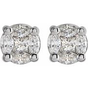 14K White 1/3 CTW Diamond Cluster Earrings-