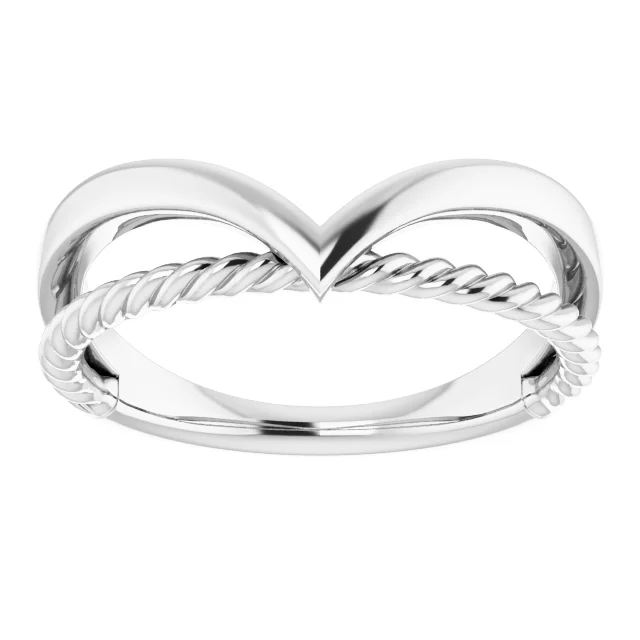 14K White Negative Space Rope Ring-