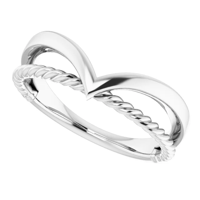 14K White Negative Space Rope Ring-