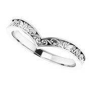 14K White Vintage-Inspired "V" Ring-