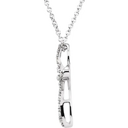 14K White 1/10 CTW Diamond Cross 18" Necklace-