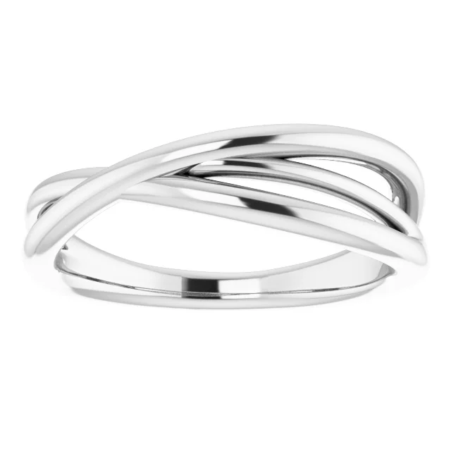 14K White Criss-Cross Ring-