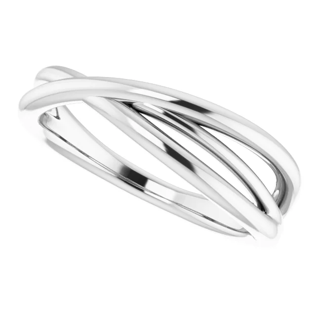 14K White Criss-Cross Ring-