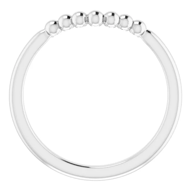 14K White Beaded Contour Stackable Ring-