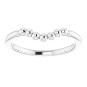 14K White Beaded Contour Stackable Ring-