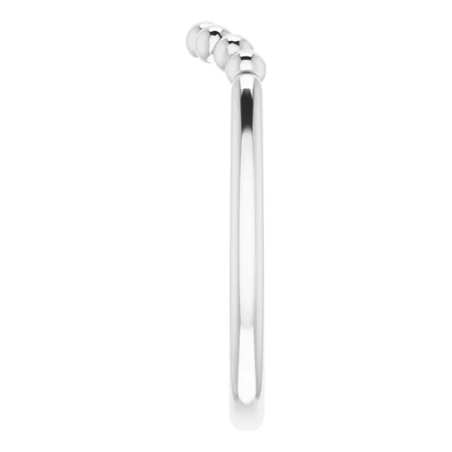 14K White Beaded Contour Stackable Ring-