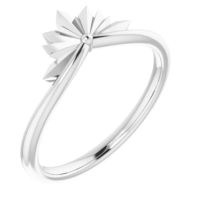 14K White Starburst Ring-