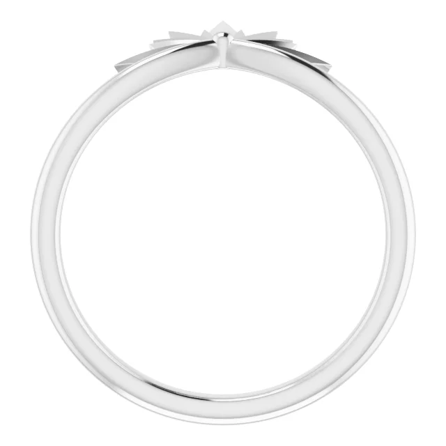 14K White Starburst Ring-