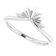 14K White Starburst Ring-