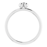 14K White Stackable Beaded Ring-