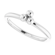 14K White Stackable Beaded Ring-