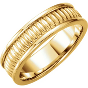 14K Yellow 7 mm Design Band Size 7-7.00 (approximate standard size)-