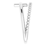 14K White Negative Space & Beaded Cross Ring-