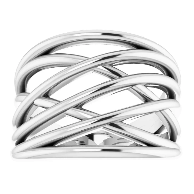 14K White Criss-Cross Ring-