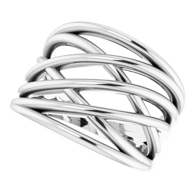 14K White Criss-Cross Ring-