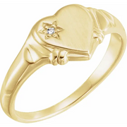 14K Yellow .005 CT Diamond Heart Ring-