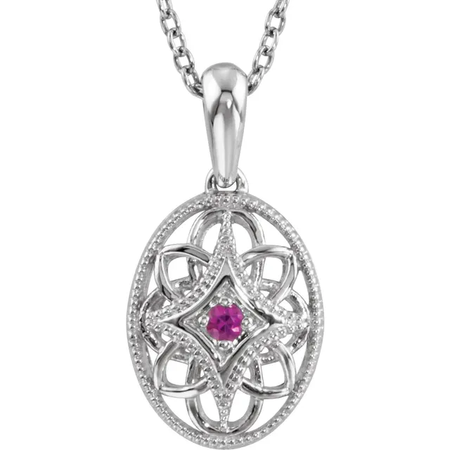 Sterling Silver Ruby 18" Necklace-