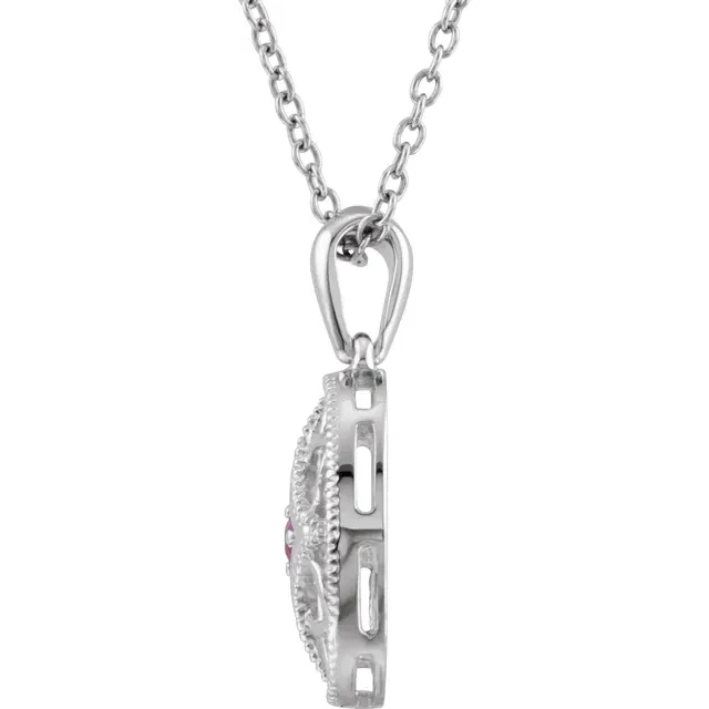 Sterling Silver Ruby 18" Necklace-
