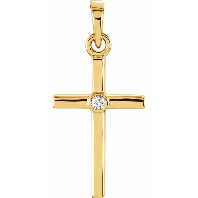 14K Yellow .01 CTW Diamond 19x8.9 mm Pendant-