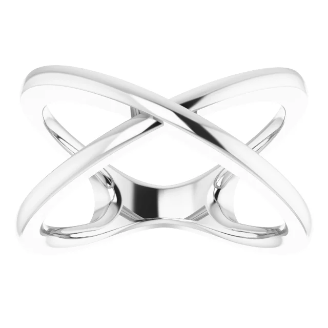 14K White Criss-Cross Ring Size 7-