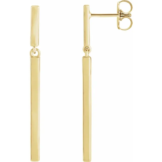 14K White 25.9x1.8 mm Articulated Bar Earrings-