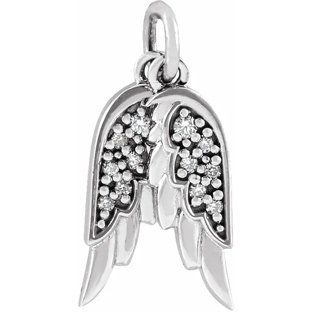 Platinum .03 CTW Diamond Angel Wings Pendant-