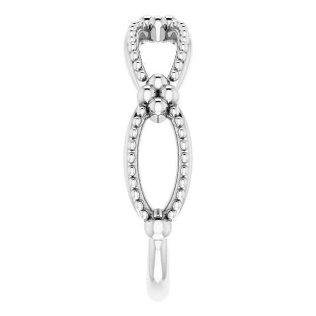 14K White Beaded Stackable Ring-