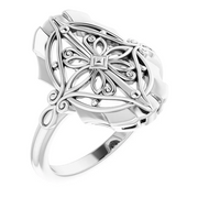 14K White Vintage-Inspired Ring-