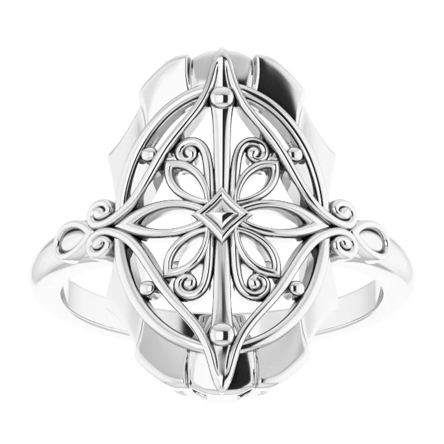 14K White Vintage-Inspired Ring-
