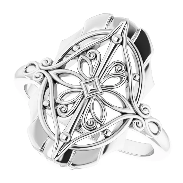 14K White Vintage-Inspired Ring-
