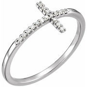 14K White .08 CTW Diamond Sideways Cross Ring-