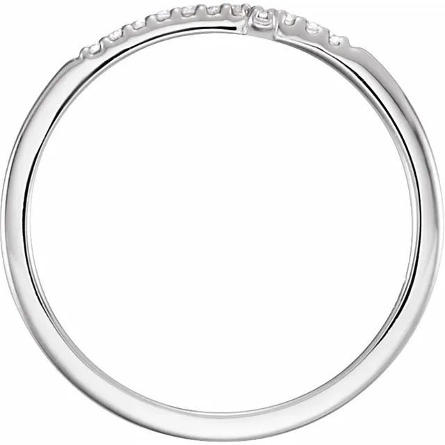 14K White .08 CTW Diamond Sideways Cross Ring-