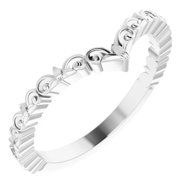 14K White Vintage-Inspired "V" Ring-