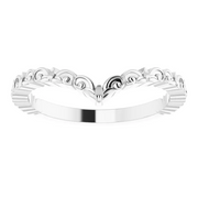 14K White Vintage-Inspired "V" Ring-