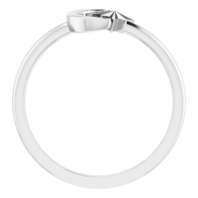14K White Crescent Moon & Star Negative Space Ring-7.00 (approximate standard size)-