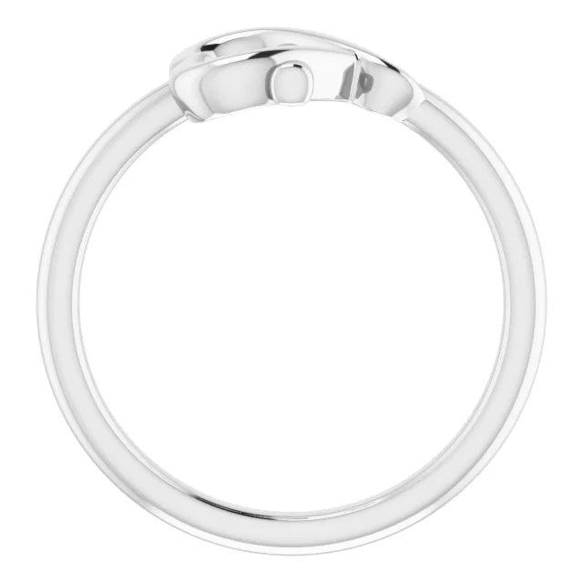 14K White Cross with Heart Youth Ring-