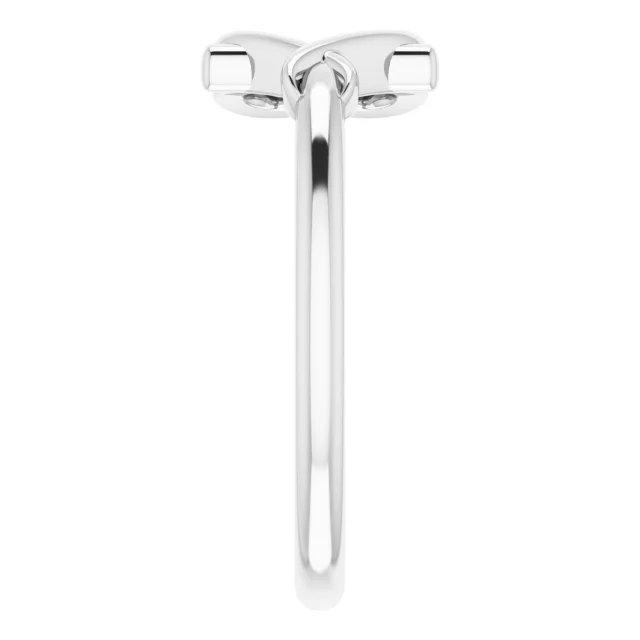 14K White Cross with Heart Youth Ring-
