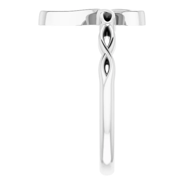 14K White Cross Ring-