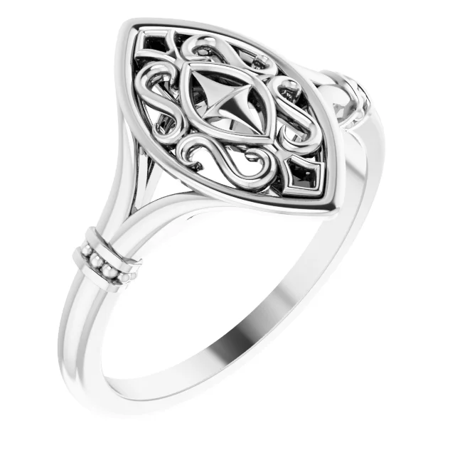 14K White Vintage-Inspired Ring-