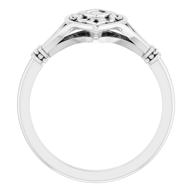 14K White Vintage-Inspired Ring-