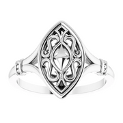 14K White Vintage-Inspired Ring-