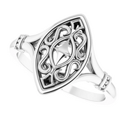 14K White Vintage-Inspired Ring-