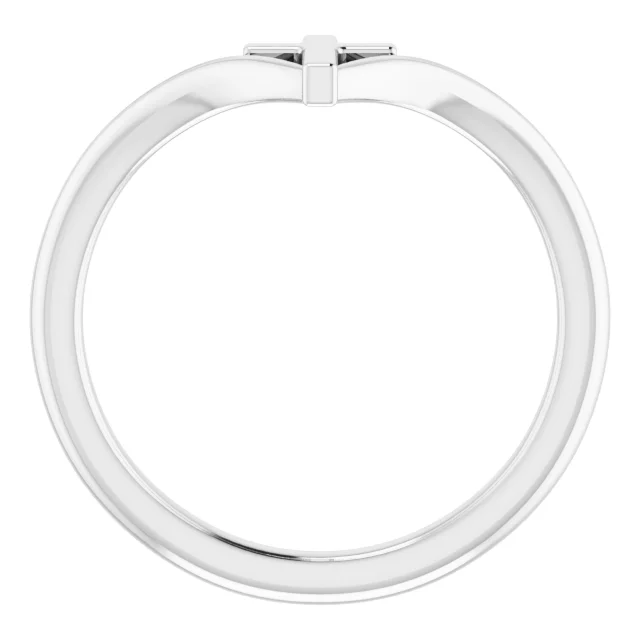 14K White Cross Ring-