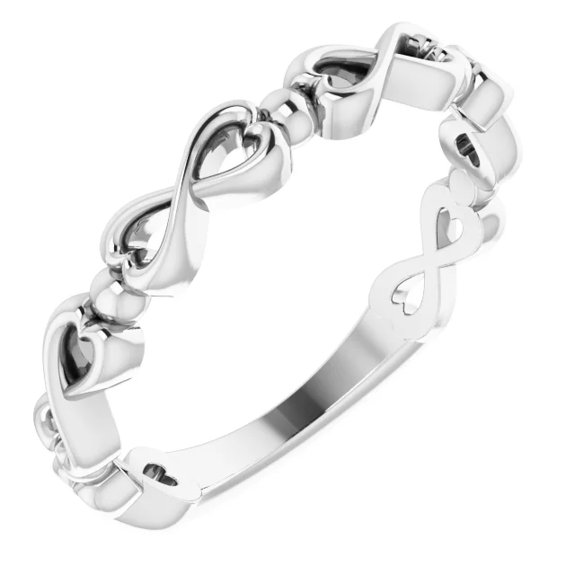 14K White Infinity-Inspired Heart Ring-