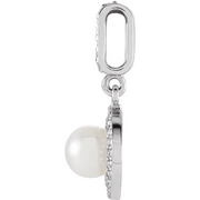 14K White Freshwater Cultured Pearl & 1/8 CTW Diamond Pendant-