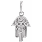 14K White Hamsa Pendant-