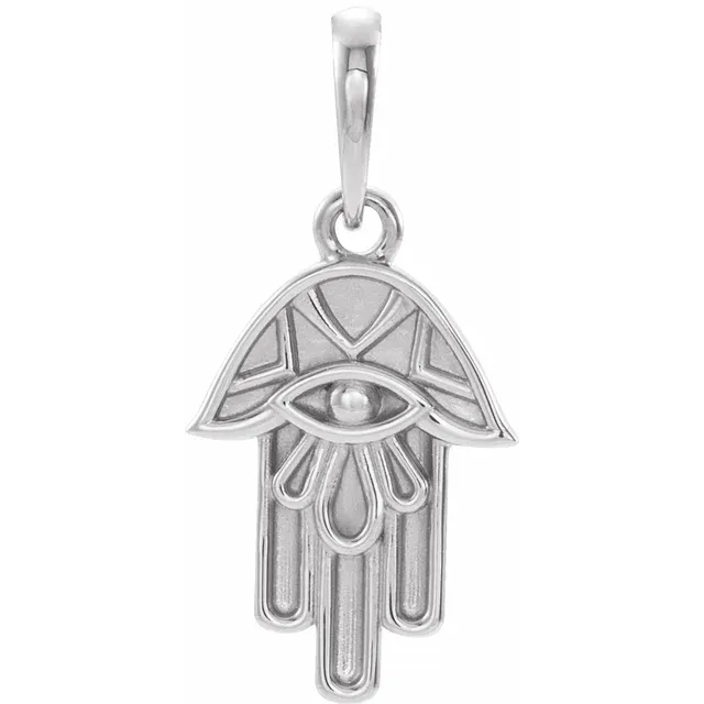14K White Hamsa Pendant-