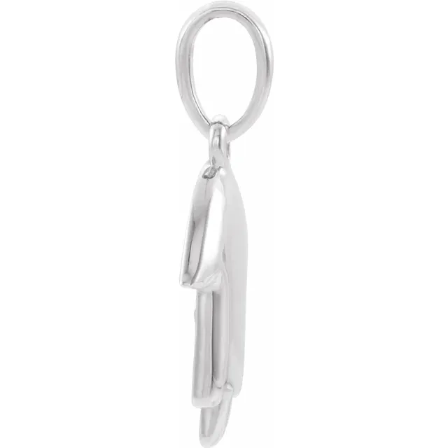 14K White Hamsa Pendant-